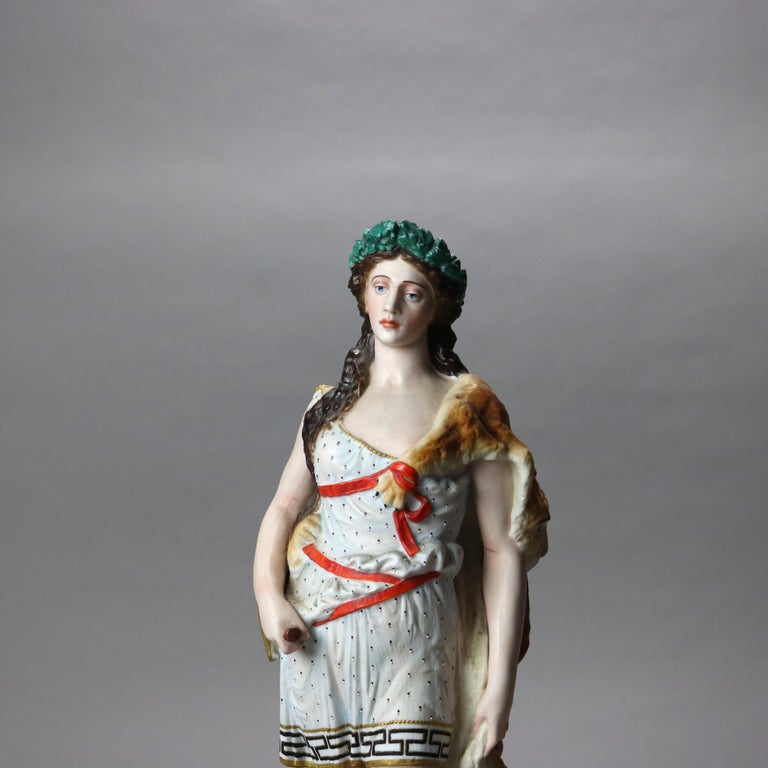 Antique Sevres School Hand Painted Classical Porcelain Figures of Man & Woman