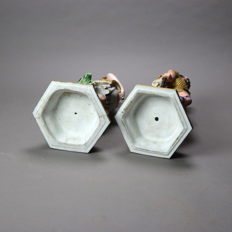 Antique Sevres School Hand Painted Classical Porcelain Figures of Man & Woman