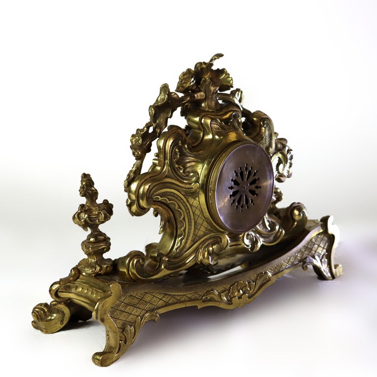 Antique Julien Leroy French Louis XIV Rococo Gilt Bronze Mantle Clock c1820