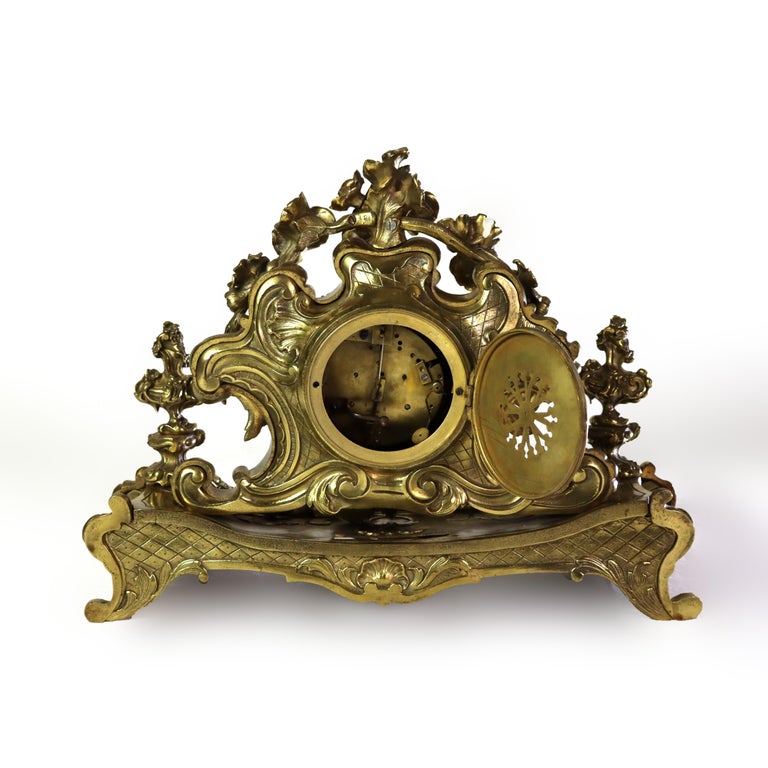 Antique Julien Leroy French Louis XIV Rococo Gilt Bronze Mantle Clock c1820