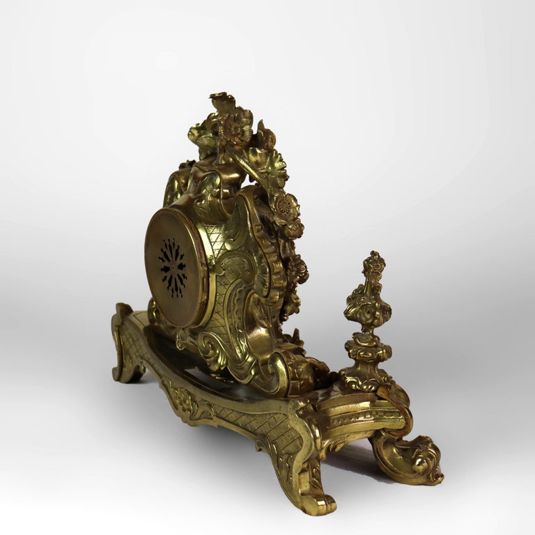 Antique Julien Leroy French Louis XIV Rococo Gilt Bronze Mantle Clock c1820
