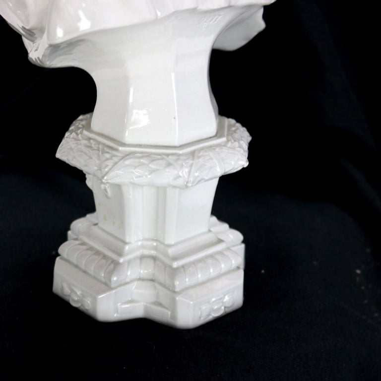Antique Blanc De Chine Classical Pottery Bust of a Woman Signed C1890