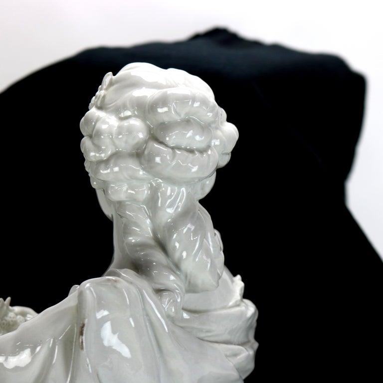 Antique Blanc De Chine Classical Pottery Bust of a Woman Signed C1890