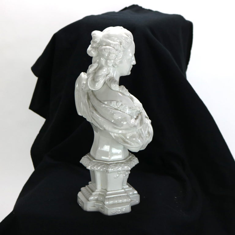 Antique Blanc De Chine Classical Pottery Bust of a Woman Signed C1890