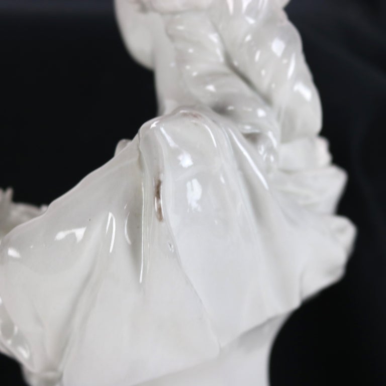 Antique Blanc De Chine Classical Pottery Bust of a Woman Signed C1890
