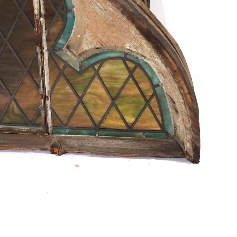 Five Tiffany Studios Gothic Revival, Stained Glass Transom Windows, Phila, C1900