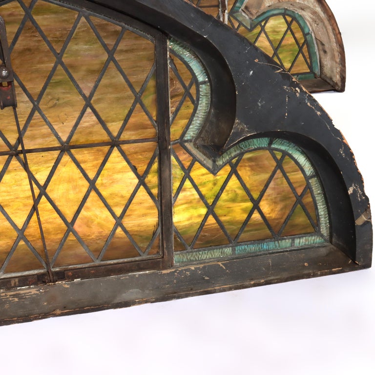 Five Tiffany Studios Gothic Revival, Stained Glass Transom Windows, Phila, C1900