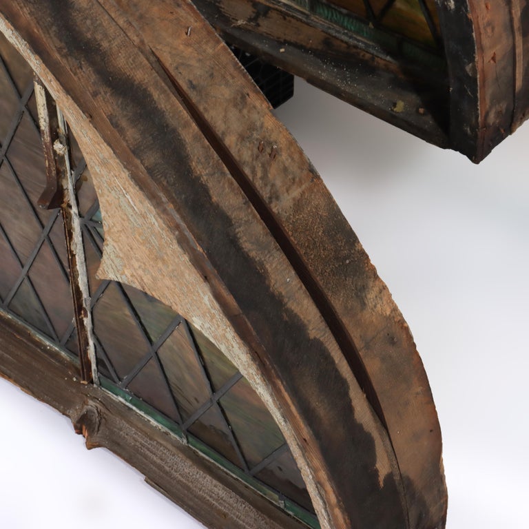 Five Tiffany Studios Gothic Revival, Stained Glass Transom Windows, Phila, C1900