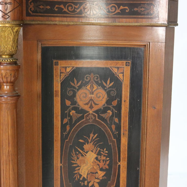Antique Renaissance Revival Carved Walnut & Ormolu Credenza With Marquetry c1880