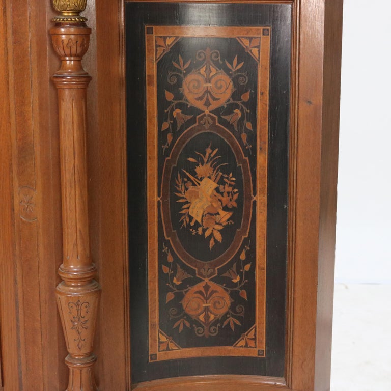 Antique Renaissance Revival Carved Walnut & Ormolu Credenza With Marquetry c1880