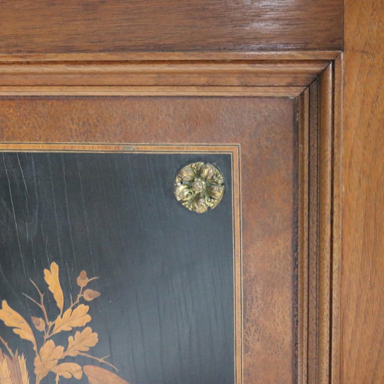 Antique Renaissance Revival Carved Walnut & Ormolu Credenza With Marquetry c1880