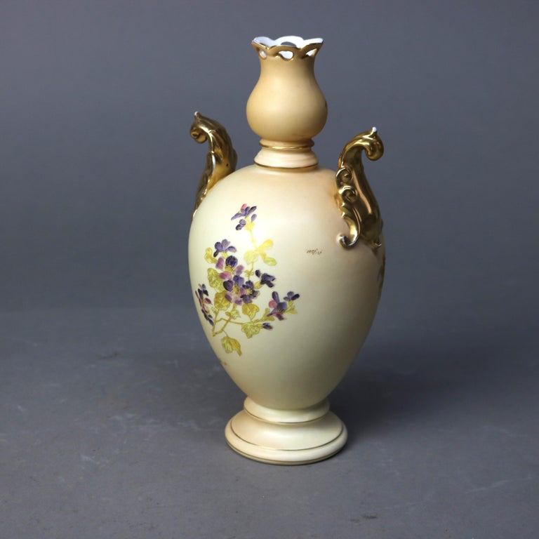 Three Antique Hand Painted & Gilt Vases, Two Opaline Glass & One Porcelain