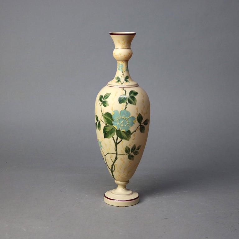 Three Antique Hand Painted & Gilt Vases, Two Opaline Glass & One Porcelain