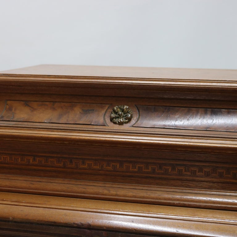 Antique Renaissance Revival Carved Walnut & Ormolu Credenza With Marquetry c1880