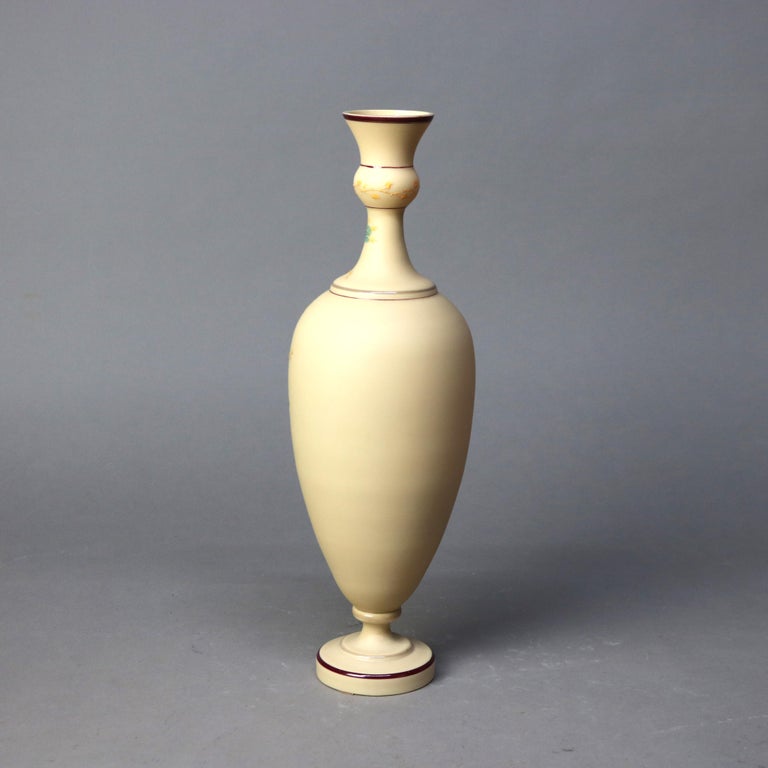 Three Antique Hand Painted & Gilt Vases, Two Opaline Glass & One Porcelain