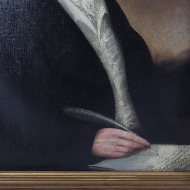 Antique Oil On Canvas Painting, Portrait Of A Scholar, C1830