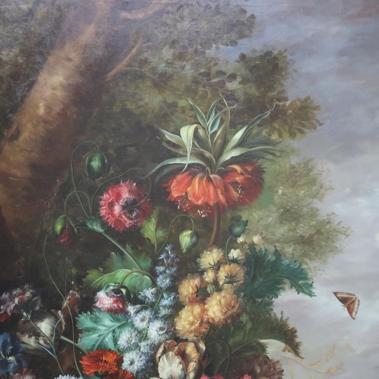 Monumental Oil on Canvas Floral & Fruit Still Life Painting by Sherman 20thC