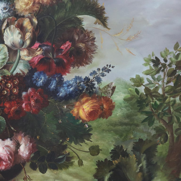 Monumental Oil on Canvas Floral & Fruit Still Life Painting by Sherman 20thC