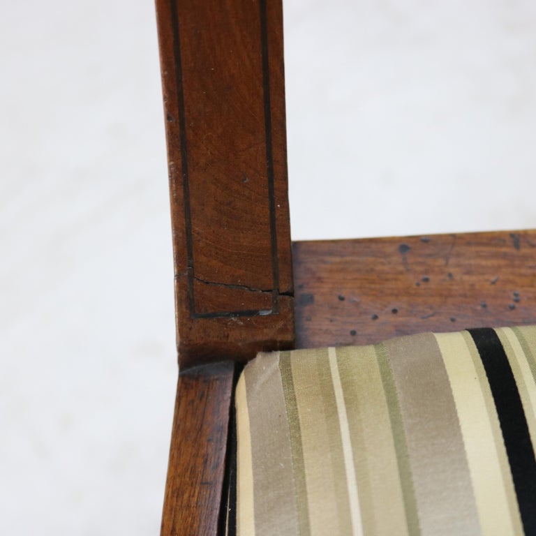 Four English Regency Mahogany & Ebony Inlay Splat Back Dining Side Chairs c1830