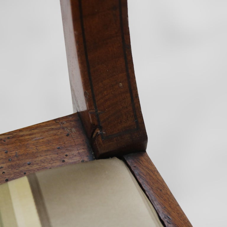 Four English Regency Mahogany & Ebony Inlay Splat Back Dining Side Chairs c1830
