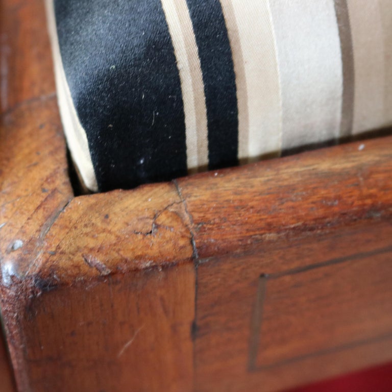 Four English Regency Mahogany & Ebony Inlay Splat Back Dining Side Chairs c1830