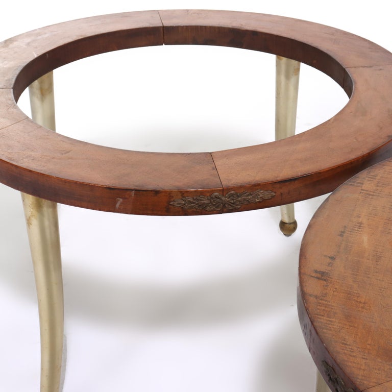 Pair Mid Century Modern Wood, Metal & Brass Round Side Table Bases 20thC