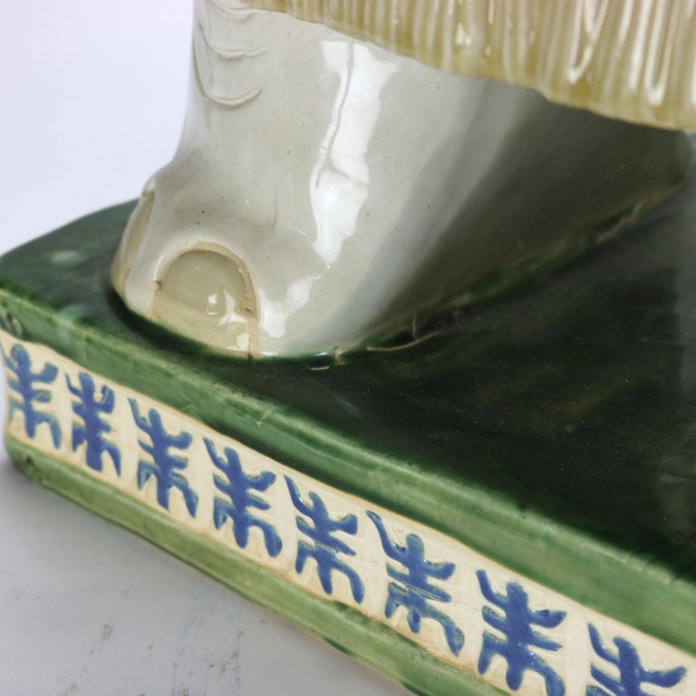 Vintage Chinese Majolica Figural Elephant Pottery Garden Seat Mid 20thC