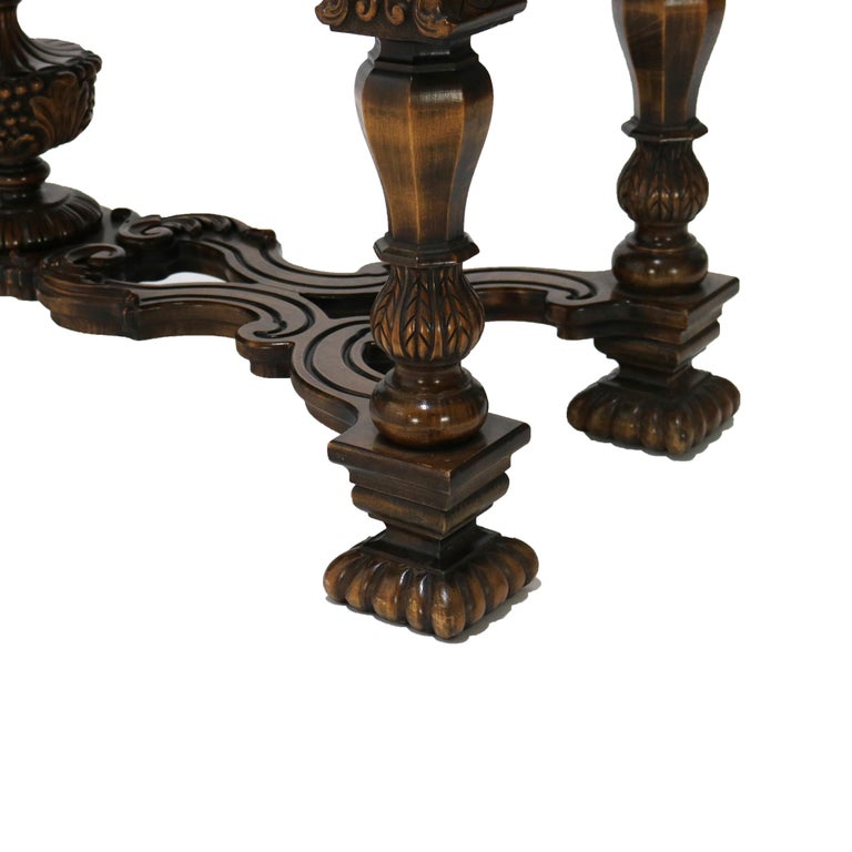 Antique French Style Reticulated Flame Mahogany, Rosewood & Satinwood Credenza
