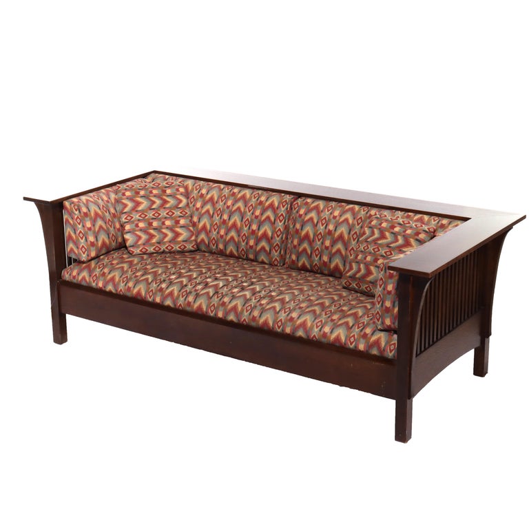 Vintage Stickley Prairie School Oak Spindle Sofa 20thC