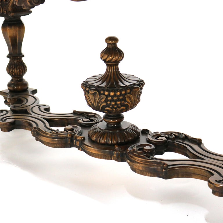 Antique French Style Reticulated Flame Mahogany, Rosewood & Satinwood Credenza
