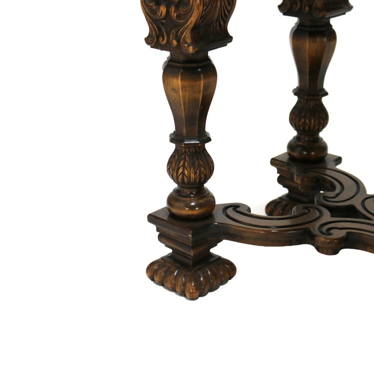 Antique French Style Reticulated Flame Mahogany, Rosewood & Satinwood Credenza