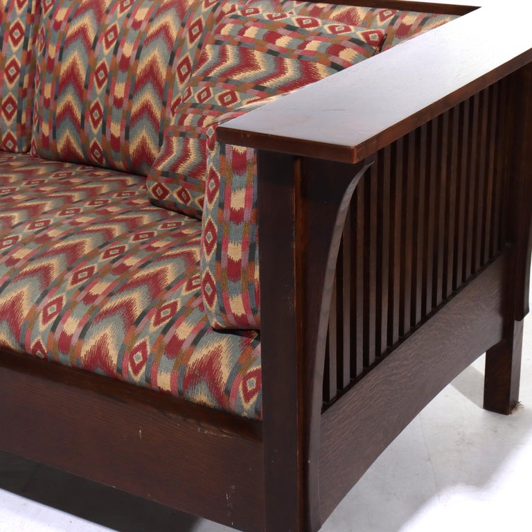 Vintage Stickley Prairie School Oak Spindle Sofa 20thC