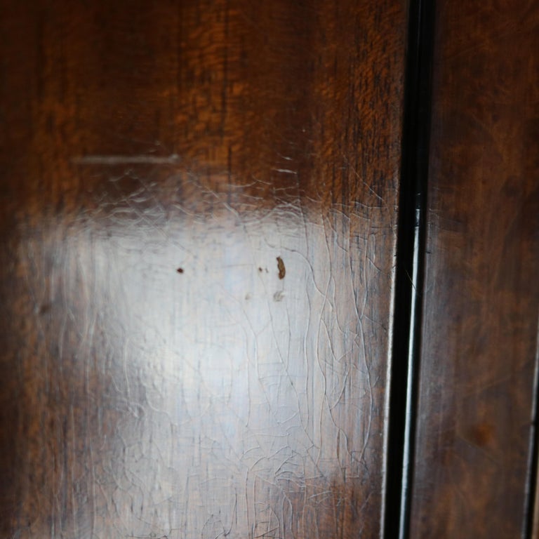 Antique French Style Reticulated Flame Mahogany, Rosewood & Satinwood Credenza