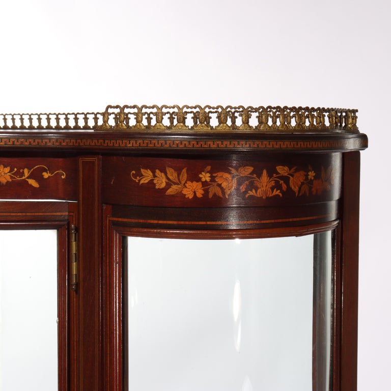 Antique RJ Horner Inlaid Mahogany & Marquetry Vitrine 19thC