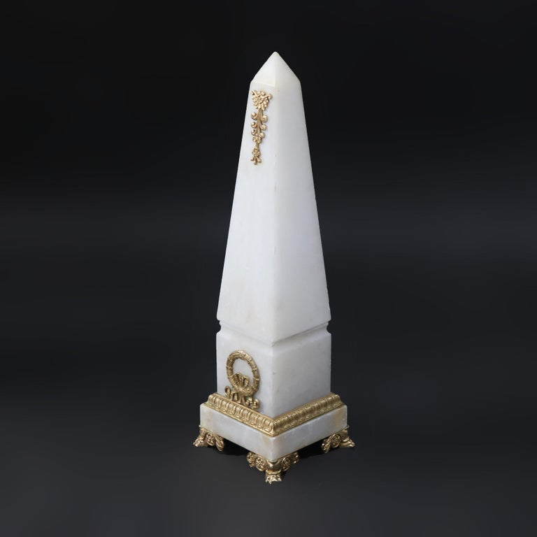Pair of Antique French Marble Obelisks with Ormolu Mounts C1890