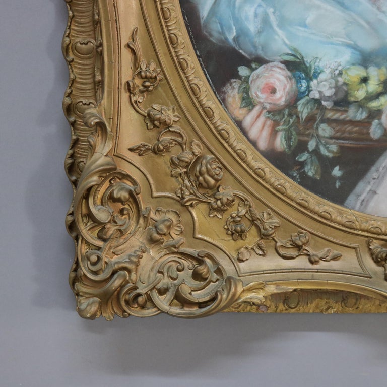 Antique Louis XIV Pastel Portrait of a Noble Woman C1870