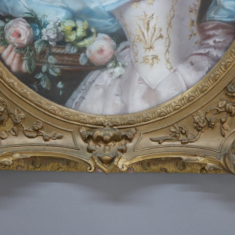 Antique Louis XIV Pastel Portrait of a Noble Woman C1870
