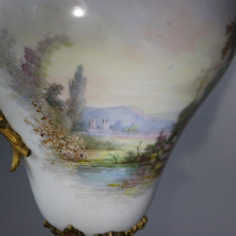 Antique French Sevres Louis XIV Style Porcelain & Ormolu Lidded Floor Urn c1890