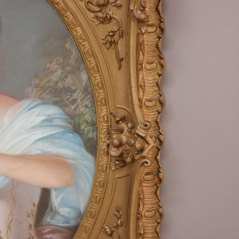 Antique Louis XIV Pastel Portrait of a Noble Woman C1870