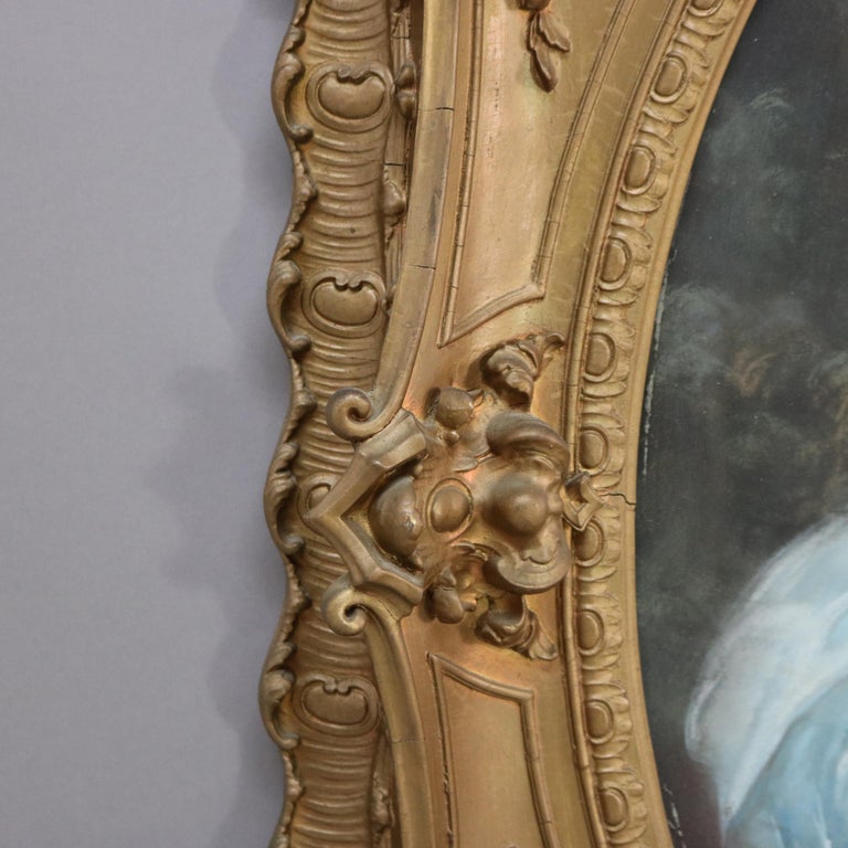 Antique Louis XIV Pastel Portrait of a Noble Woman C1870
