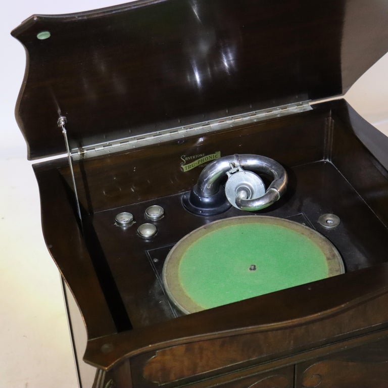 Antique Victrola Silvertone Tru-Phonic Mahogany Phonograph C1920