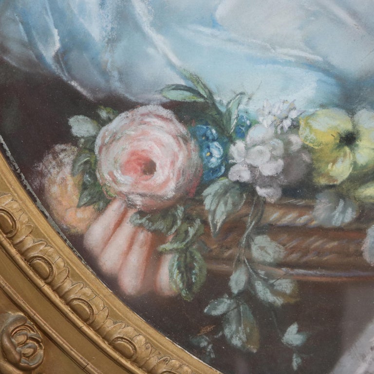 Antique Louis XIV Pastel Portrait of a Noble Woman C1870