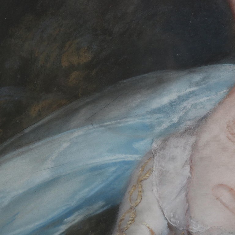 Antique Louis XIV Pastel Portrait of a Noble Woman C1870