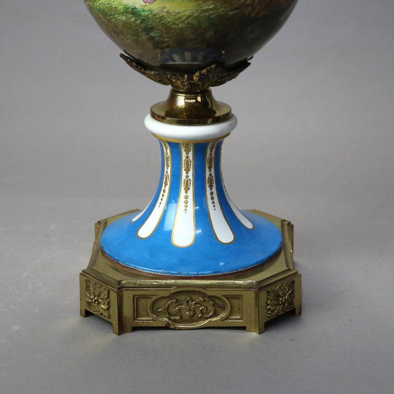 Antique Sevres Louis XIV Style Hand Painted & Gilt Porcelain Floor Urn C1890