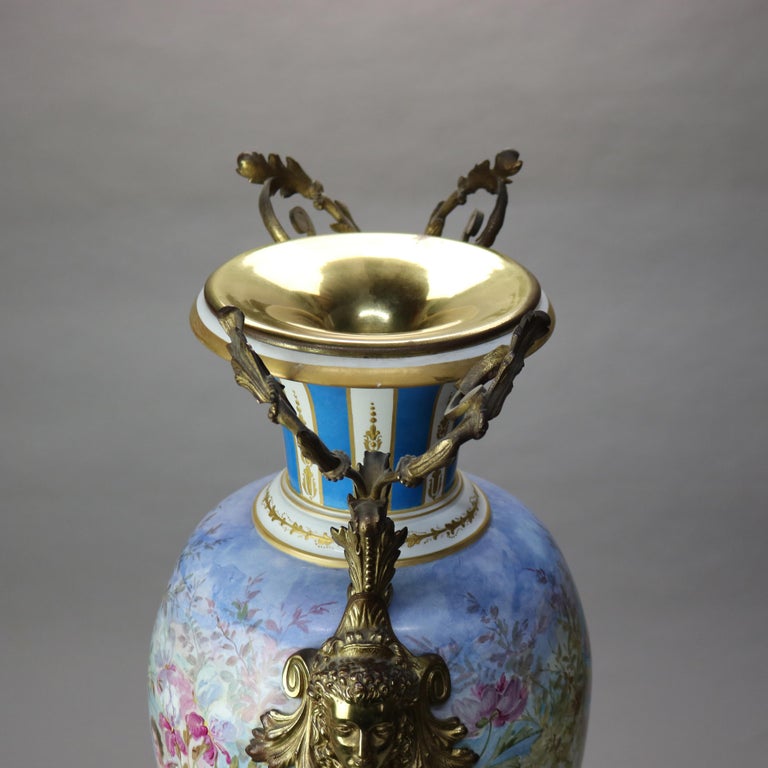 Antique Sevres Louis XIV Style Hand Painted & Gilt Porcelain Floor Urn C1890