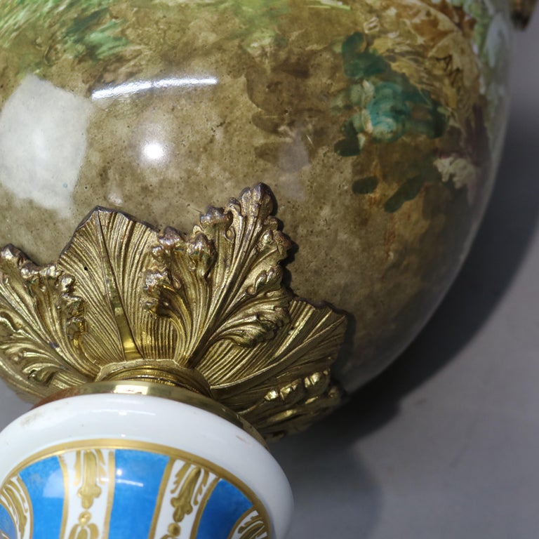 Antique Sevres Louis XIV Style Hand Painted & Gilt Porcelain Floor Urn C1890