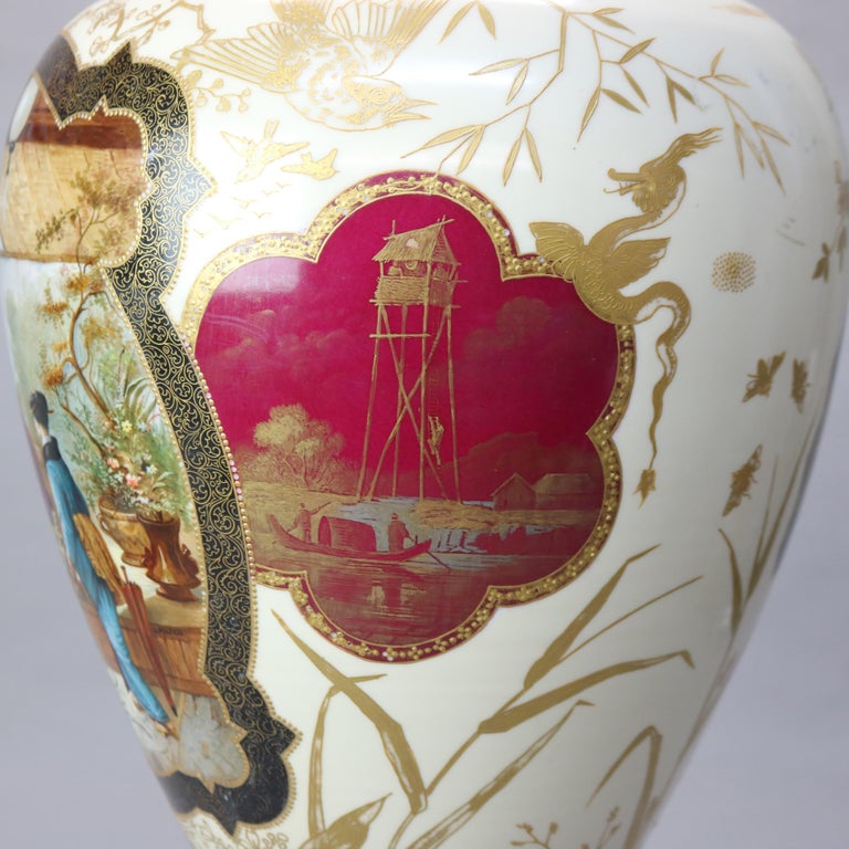 Large Antique Sevres Aesthetic Japonesque Porcelain Floor Vase “The Vatican”
