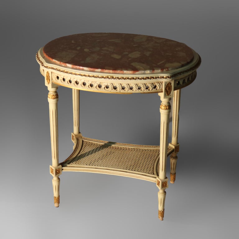 Antique French Louis XVI Gilt Wood & Rouge Marble Stand c1930