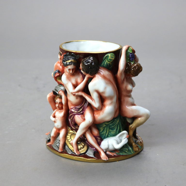 Antique Classical Capodimonte Figural Porcelain Set - One Lidded & Two Open Jars