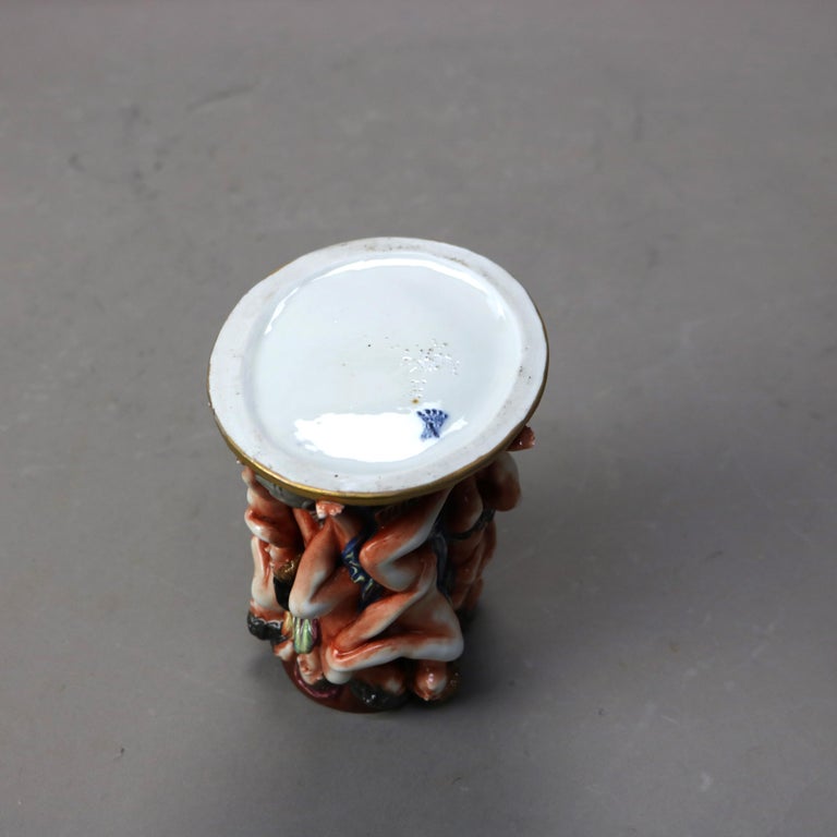 Antique Classical Capodimonte Figural Porcelain Set - One Lidded & Two Open Jars